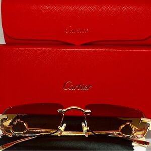 Cartier Gold Frame Sunglasses with Brown Lenses